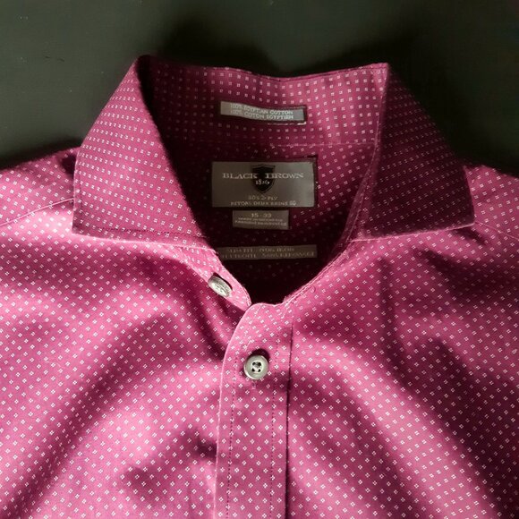 Black Brown 1826 SZ M Slim Fit Burgundy Men's Button Up Egyptian Cotton Shirt - Picture 6 of 13
